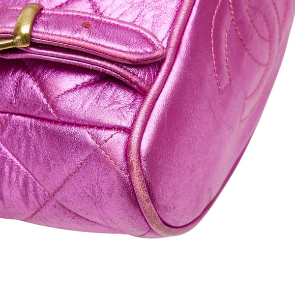 シャネル マトラッセ ココマーク ゴールド金具 チェーン リュック バックパック メタリックピンク ラムスキン レディース CHANEL 【中古】