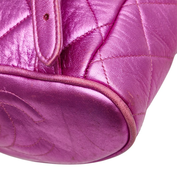 シャネル マトラッセ ココマーク ゴールド金具 チェーン リュック バックパック メタリックピンク ラムスキン レディース CHANEL 【中古】