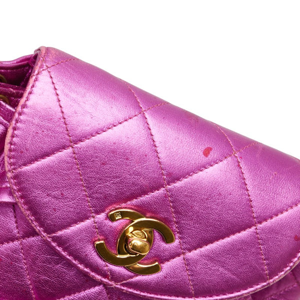 シャネル マトラッセ ココマーク ゴールド金具 チェーン リュック バックパック メタリックピンク ラムスキン レディース CHANEL 【中古】