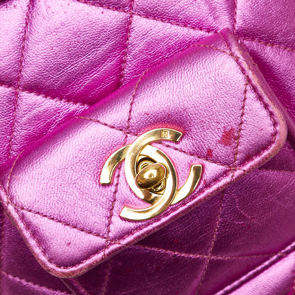 シャネル マトラッセ ココマーク ゴールド金具 チェーン リュック バックパック メタリックピンク ラムスキン レディース CHANEL 【中古】