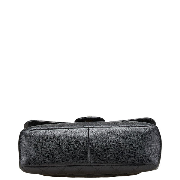 シャネル マトラッセ ココマーク Wフラップ チェーン ショルダーバッグ ハンドバッグ ブラック キャビアスキン レディース CHANEL 【中古】