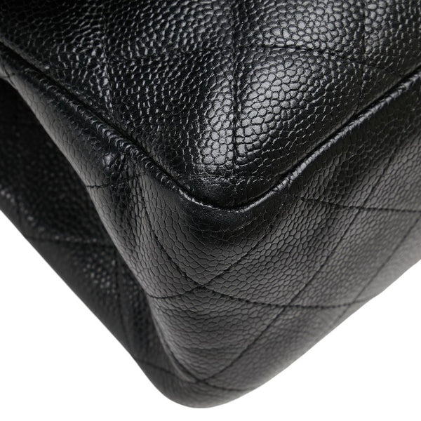 シャネル マトラッセ ココマーク Wフラップ チェーン ショルダーバッグ ハンドバッグ ブラック キャビアスキン レディース CHANEL 【中古】