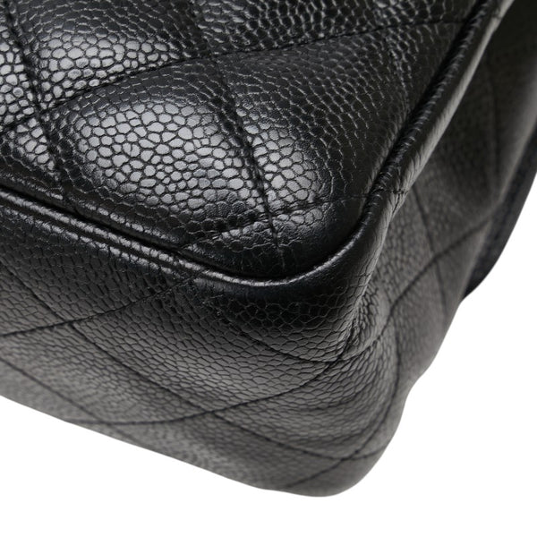 シャネル マトラッセ ココマーク Wフラップ チェーン ショルダーバッグ ハンドバッグ ブラック キャビアスキン レディース CHANEL 【中古】