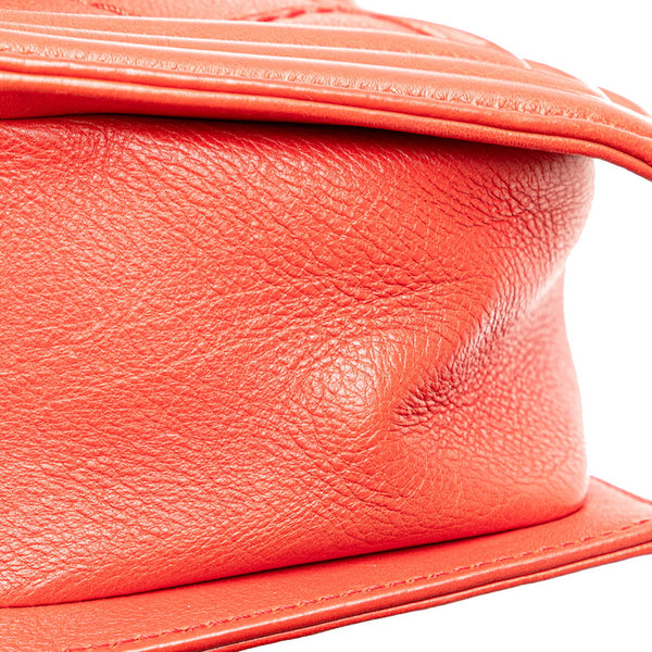 シャネル ボーイシャネル ワイルドステッチ チェーン ショルダーバッグ レッド ラムスキン レディース CHANEL 【中古】