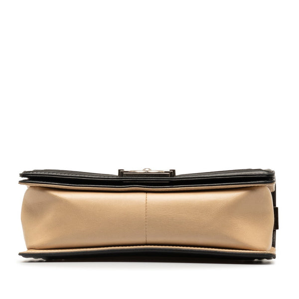 シャネル ボーイシャネル ココマーク チェーンショルダーバッグ ベージュ ブラック ラムスキン レディース CHANEL 【中古】