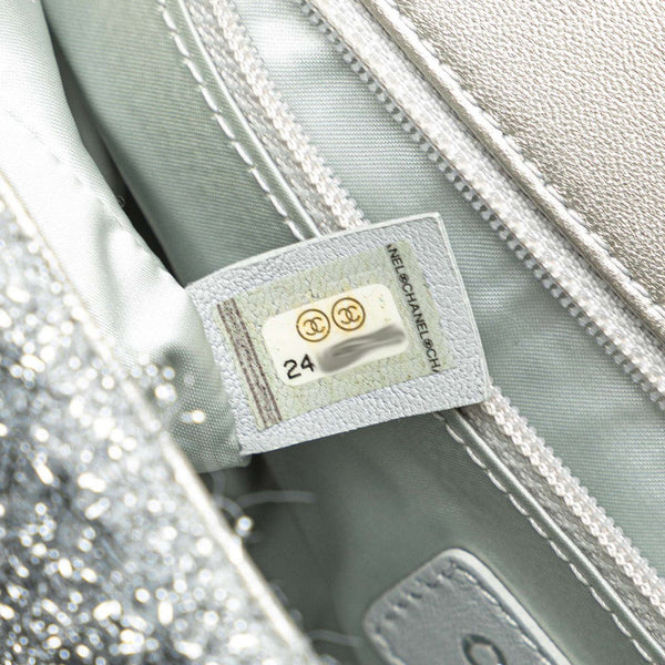 シャネル プールトゥ グリッター  チェーン ショルダーバッグ A91984 シルバー マイクロファイバー ラムスキン レディース CHANEL 【中古】
