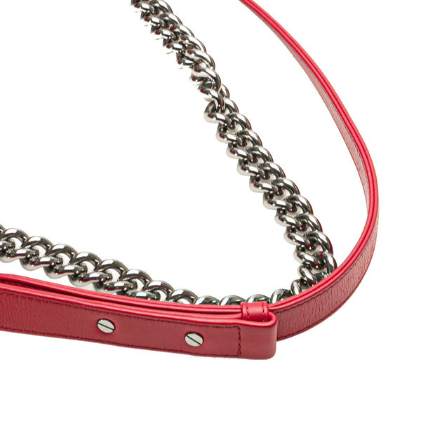 シャネル ボーイシャネル ココマーク チェーン ショルダーバッグ ハンドバッグ レッド ラムスキン レディース CHANEL 【中古】