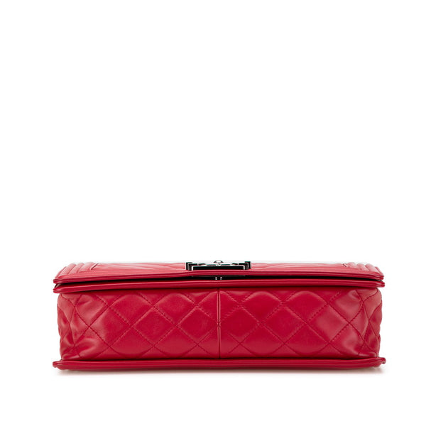 シャネル ボーイシャネル ココマーク チェーン ショルダーバッグ ハンドバッグ レッド ラムスキン レディース CHANEL 【中古】