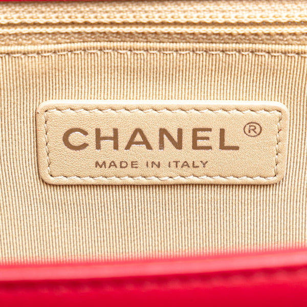 シャネル ボーイシャネル ココマーク チェーン ショルダーバッグ ハンドバッグ レッド ラムスキン レディース CHANEL 【中古】