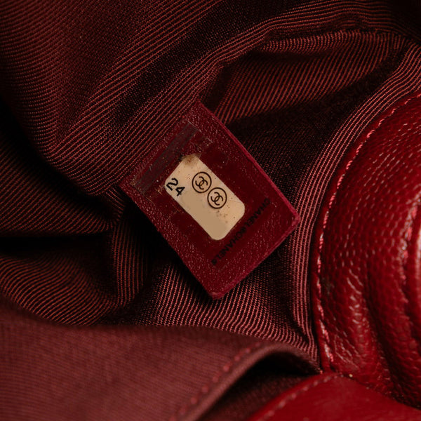 シャネル ボーイシャネル25 Vステッチ チェーンショルダーバッグ ワインレッド キャビアスキン レディース CHANEL 【中古】