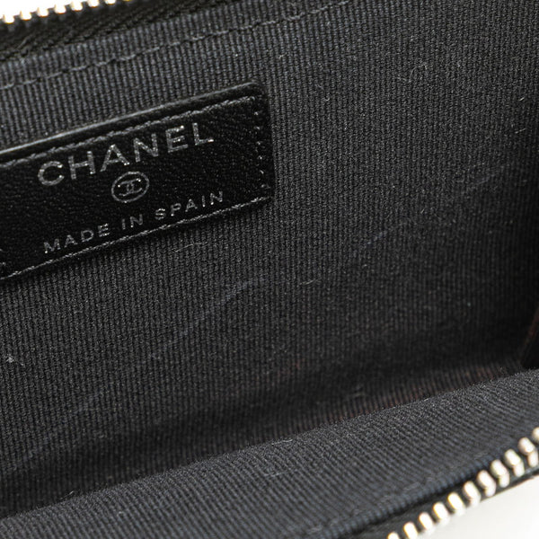 シャネル マトラッセ ココマーク カードケース コインケース ブラック ラムスキン ラインストーン レディース CHANEL 【中古】