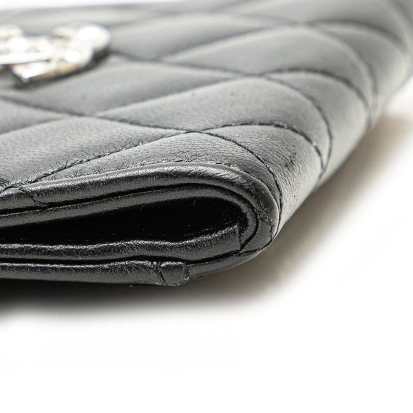 シャネル マトラッセ ココマーク カードケース コインケース ブラック ラムスキン ラインストーン レディース CHANEL 【中古】