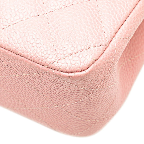 シャネル マトラッセ ココマーク Wフラップ チェーン ショルダーバッグ ハンドバッグ ピンク キャビアスキン レディース CHANEL 【中古】