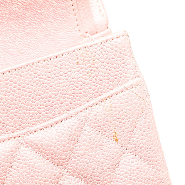 シャネル マトラッセ ココマーク Wフラップ チェーン ショルダーバッグ ハンドバッグ ピンク キャビアスキン レディース CHANEL 【中古】