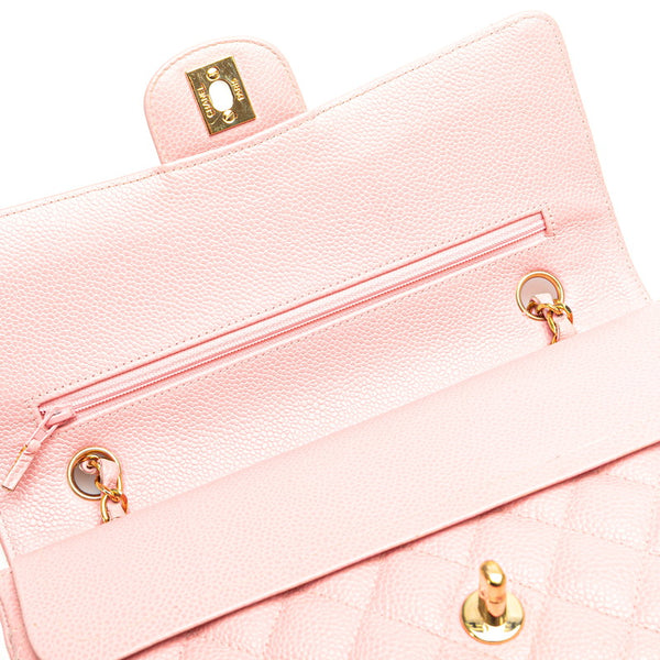 シャネル マトラッセ ココマーク Wフラップ チェーン ショルダーバッグ ハンドバッグ ピンク キャビアスキン レディース CHANEL 【中古】