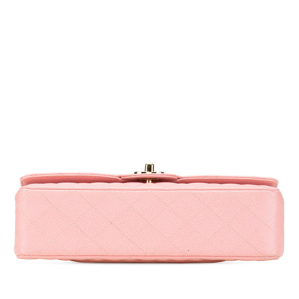 シャネル マトラッセ ココマーク Wフラップ チェーン ショルダーバッグ ハンドバッグ ピンク キャビアスキン レディース CHANEL 【中古】