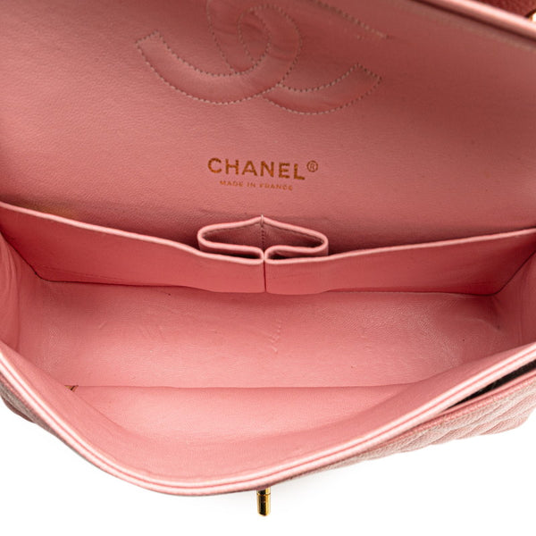 シャネル マトラッセ ココマーク Wフラップ チェーン ショルダーバッグ ハンドバッグ ピンク キャビアスキン レディース CHANEL 【中古】