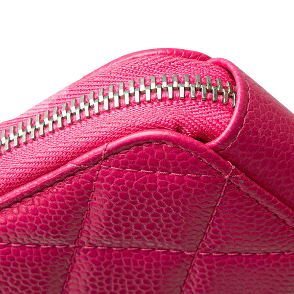 シャネル マトラッセ ココマーク クラッチバッグ ウォレットバッグ ピンク キャビアスキン レディース CHANEL 【中古】