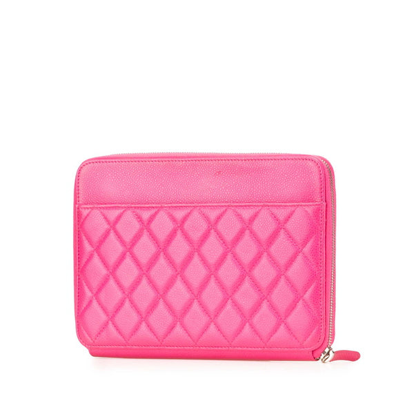 シャネル マトラッセ ココマーク クラッチバッグ ウォレットバッグ ピンク キャビアスキン レディース CHANEL 【中古】