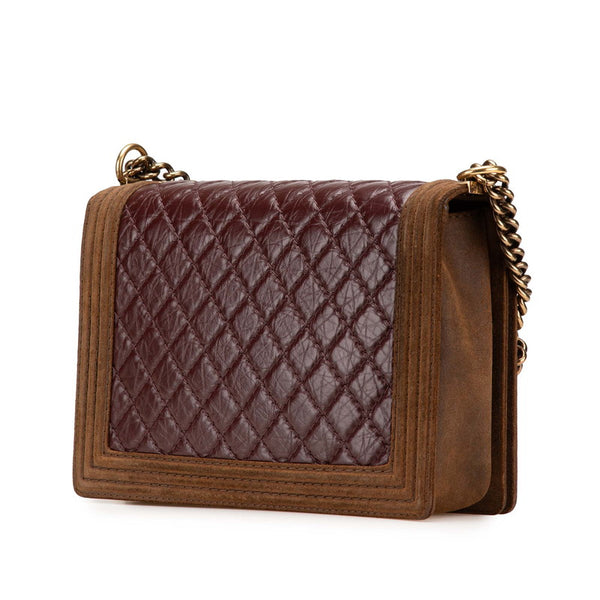 シャネル ボーイシャネル30 ココマーク チェーン ショルダーバッグ ハンドバッグ パープル ブラウン ラムスキン スウェード レディース CHANEL 【中古】