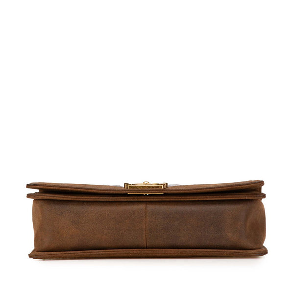 シャネル ボーイシャネル30 ココマーク チェーン ショルダーバッグ ハンドバッグ パープル ブラウン ラムスキン スウェード レディース CHANEL 【中古】