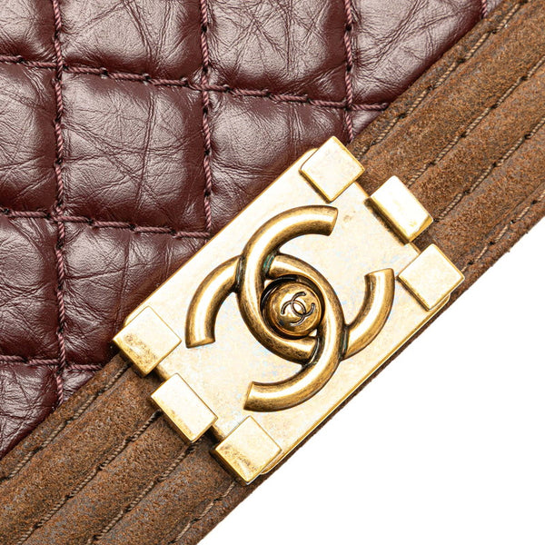 シャネル ボーイシャネル30 ココマーク チェーン ショルダーバッグ ハンドバッグ パープル ブラウン ラムスキン スウェード レディース CHANEL 【中古】