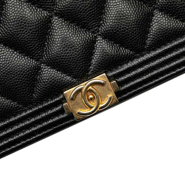 シャネル ボーイシャネル ココマーク チェーンウォレット ショルダーバッグ ブラック ゴールド キャビアスキン レディース CHANEL 【中古】
