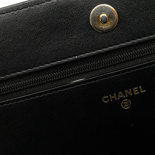 シャネル ボーイシャネル ココマーク チェーンウォレット ショルダーバッグ ブラック ゴールド キャビアスキン レディース CHANEL 【中古】