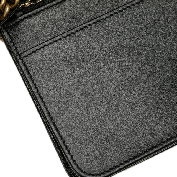 シャネル ボーイシャネル ココマーク チェーンウォレット ショルダーバッグ ブラック ゴールド キャビアスキン レディース CHANEL 【中古】