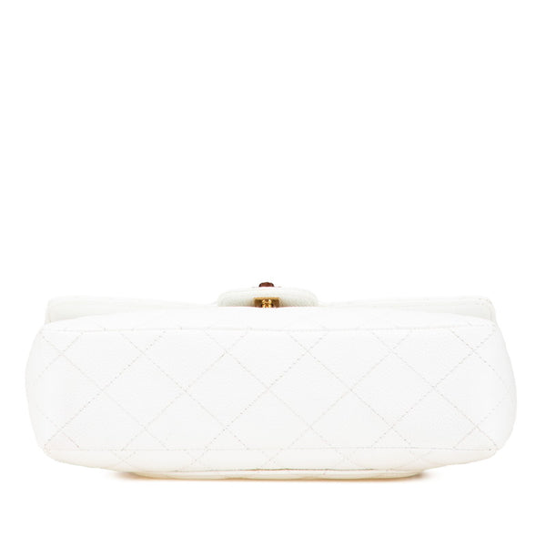 シャネル マトラッセ ココマーク ウッド チェーン ショルダーバッグ ホワイト ブラウン キャビアスキン レディース CHANEL 【中古】