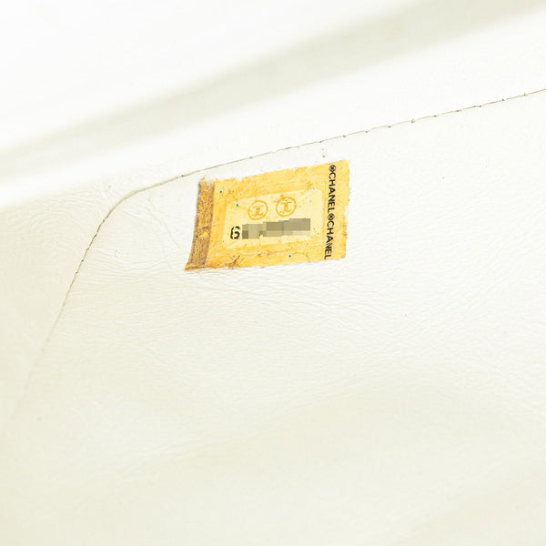 シャネル マトラッセ ココマーク ウッド チェーン ショルダーバッグ ホワイト ブラウン キャビアスキン レディース CHANEL 【中古】