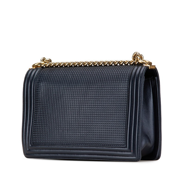 シャネル ボーイシャネル ココマーク チェーン ショルダーバッグ ハンドバッグ ネイビー レッド ラムスキン レディース CHANEL 【中古】