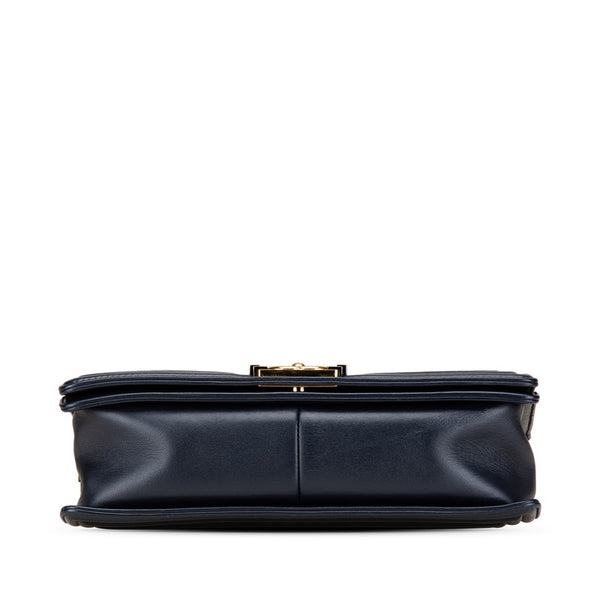 シャネル ボーイシャネル ココマーク チェーン ショルダーバッグ ハンドバッグ ネイビー レッド ラムスキン レディース CHANEL 【中古】