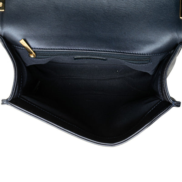 シャネル ボーイシャネル ココマーク チェーン ショルダーバッグ ハンドバッグ ネイビー レッド ラムスキン レディース CHANEL 【中古】