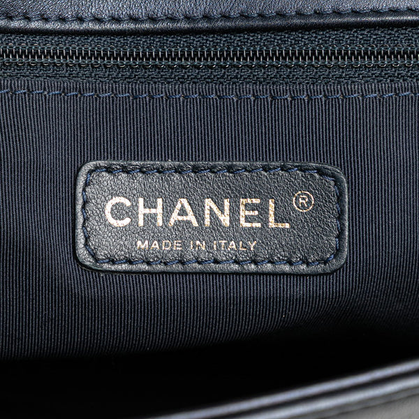シャネル ボーイシャネル ココマーク チェーン ショルダーバッグ ハンドバッグ ネイビー レッド ラムスキン レディース CHANEL 【中古】