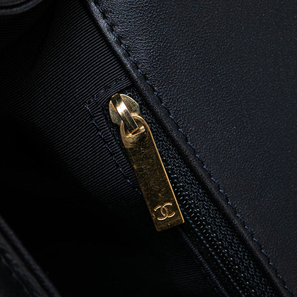 シャネル ボーイシャネル ココマーク チェーン ショルダーバッグ ハンドバッグ ネイビー レッド ラムスキン レディース CHANEL 【中古】