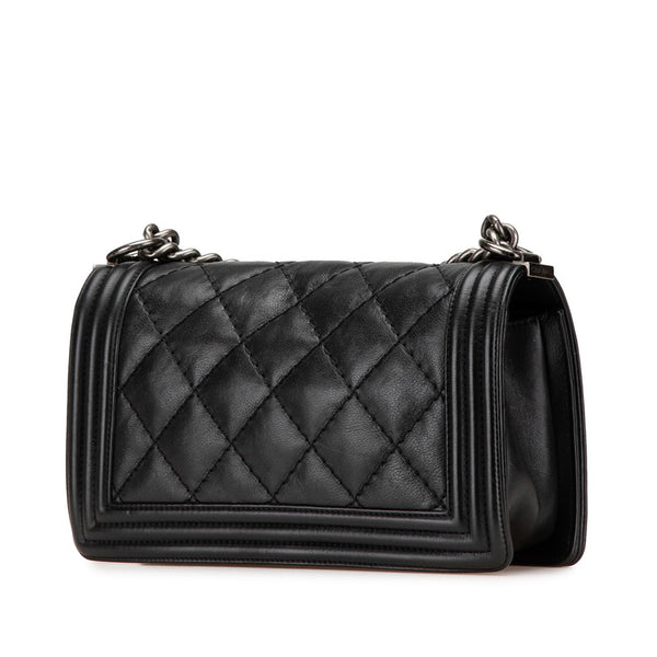 シャネル ボーイシャネル25 ワイルドステッチ チェーン ショルダーバッグ ブラック ラムスキン レディース CHANEL 【中古】