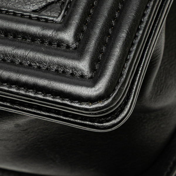 シャネル ボーイシャネル25 ワイルドステッチ チェーン ショルダーバッグ ブラック ラムスキン レディース CHANEL 【中古】