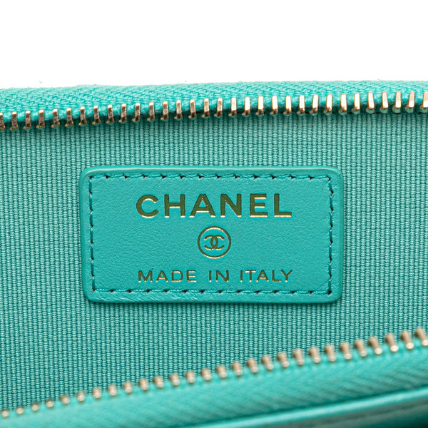 シャネル マトラッセ ココマーク コインケース フラグメントケース カードケース ライトブルー キャビアスキン レディース CHANEL 【中古】