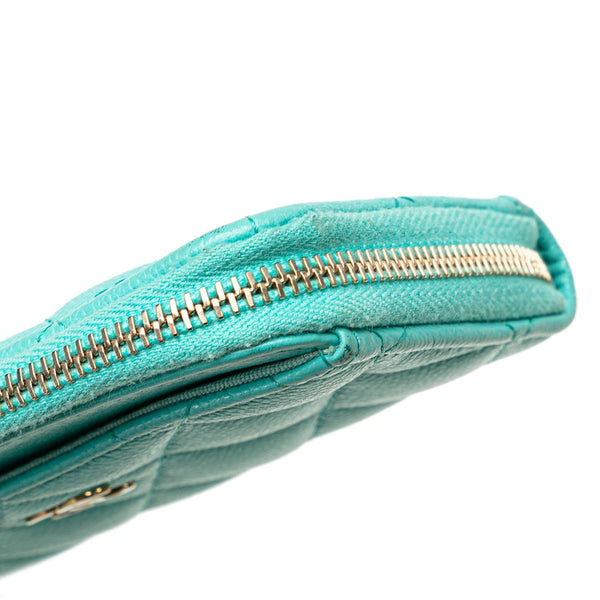 シャネル マトラッセ ココマーク コインケース フラグメントケース カードケース ライトブルー キャビアスキン レディース CHANEL 【中古】