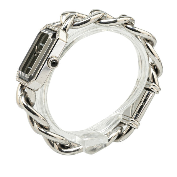 シャネル プルミエール ベゼルダイヤ 腕時計 サイズ:S H0495 クオーツ ブラック文字盤 ステンレススチール レディース CHANEL 【中古】