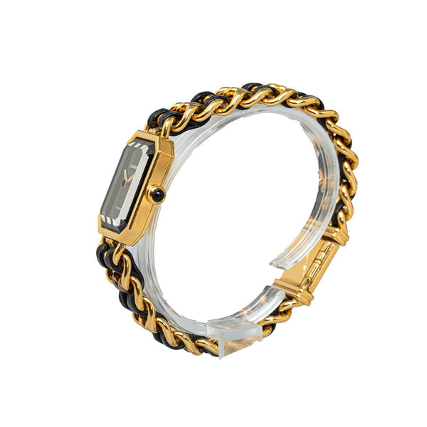 シャネル プルミエール 腕時計 サイズ:L H0001 クオーツ ブラック文字盤 メッキ レディース CHANEL 【中古】