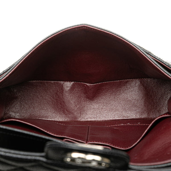 シャネル マトラッセ ココマーク Wフラップ チェーン ショルダーバッグ ハンドバッグ ブラック シルバー キャビアスキン レディース CHANEL 【中古】