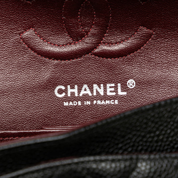 シャネル マトラッセ ココマーク Wフラップ チェーン ショルダーバッグ ハンドバッグ ブラック シルバー キャビアスキン レディース CHANEL 【中古】