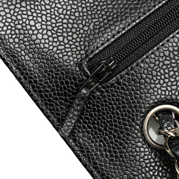 シャネル マトラッセ ココマーク Wフラップ チェーン ショルダーバッグ ハンドバッグ ブラック シルバー キャビアスキン レディース CHANEL 【中古】