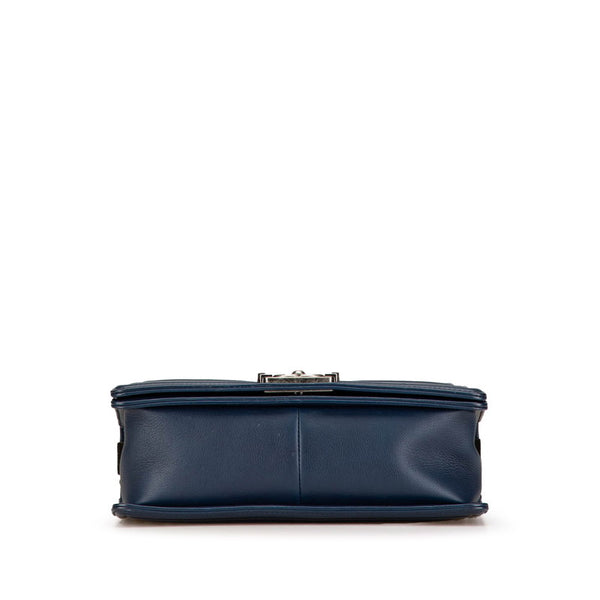 シャネル ボーイシャネル25  チェーン ショルダーバッグ ネイビー レザー レディース CHANEL 【中古】