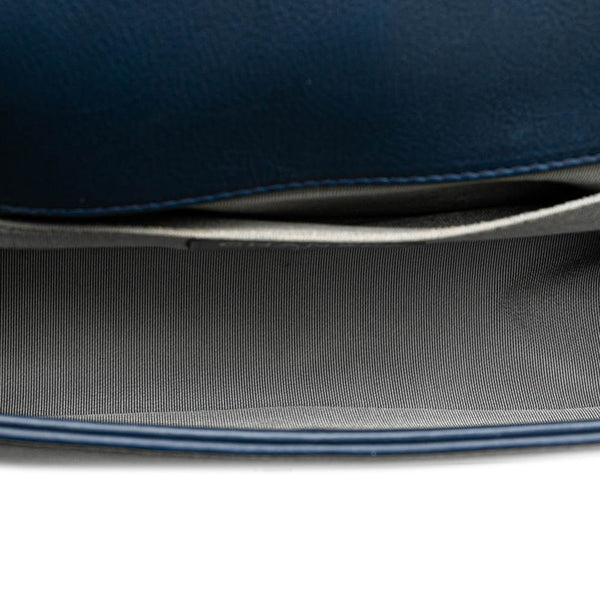 シャネル ボーイシャネル25  チェーン ショルダーバッグ ネイビー レザー レディース CHANEL 【中古】