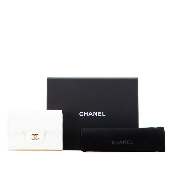 シャネル マトラッセ ココマーク クラシックスモールウォレット 三つ折り財布 A84401 ホワイト キャビアスキン レディース CHANEL 【中古】