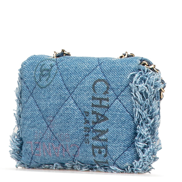 シャネル マトラッセ ココマーク  チェーン ショルダーバッグ インディゴブルー ゴールド金具 デニム レディース CHANEL 【中古】