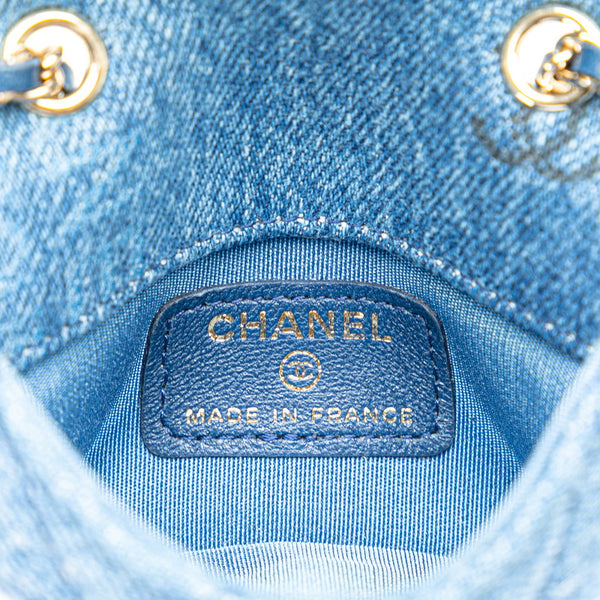 シャネル マトラッセ ココマーク  チェーン ショルダーバッグ インディゴブルー ゴールド金具 デニム レディース CHANEL 【中古】